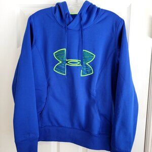 Under Armour Cold Gear Hooded Sweatshirt Blue Pullover Men's Medium